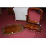 A Victorian mahogany swing framed toilet mirror, width 48cm, together with an early 20th century oak