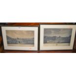 After J Kendall - Angel Hill in Bury St Edmunds, steel engraving; and one other by the artist - View