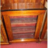 A Victorian rosewood and satinwood inlaid glazed pier cabinet, width 79cm