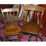 A matched set of eight early 20th century provincial elm bar and slatted dining chairs (6+2)