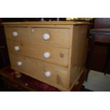 A Victorian waxed pine mirrorback dressing chest, w.96cm
