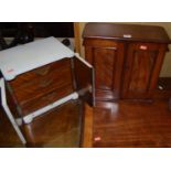 A small Victorian mahogany double door table top cupboard, width 38cm, together with a further white