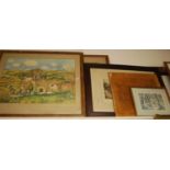 Assorted pictures and prints, to include Morris Ultrillo, Railway & Station Map of Suffolk etc