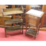 A 19th century French oak marble topped night table, w.41cm; together with an Edwardian oak open