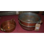 A 19th century copper preserve pan, dia. 35cm, together with another similar (2)