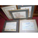Sylvia Horder- Landscape watercolours; together with other furnishings pictures and prints (9)