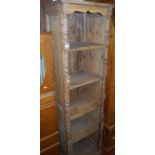 A reclaimed pine narrow freestanding open shelf, width 56cmCondition report: Height 190cm, depth