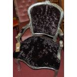 A French style silver painted fauteuil
