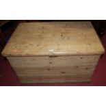 A 19th century pine close nailed tool chest, w.84cm