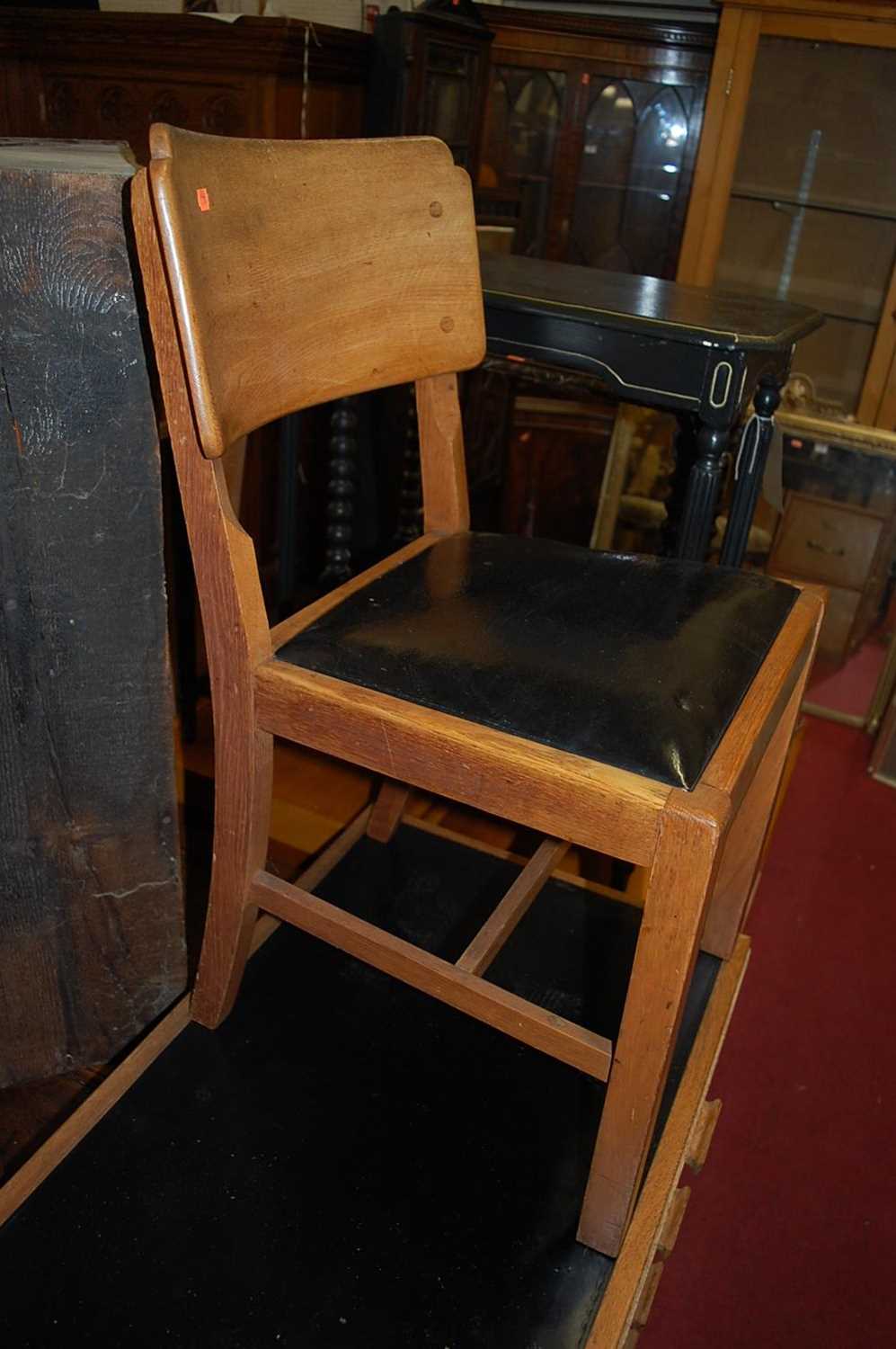 An Art Deco limed oak single pedestal writing desk, having black rexine inset surface, w.101cm; - Image 3 of 8