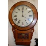 A Victorian figured walnut drop trunk wall clock