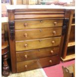 A large 19th century mahogany chest of six drawers, w.119cm