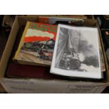 A box of various railway books to include; The Encyclopedia of Railways, etc