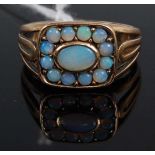 A 9ct gold and opal set tablet ring, 3.6g, size NCondition report: Circa 1970s/80s. Hallmarked