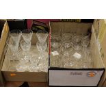 Two boxes of glassware