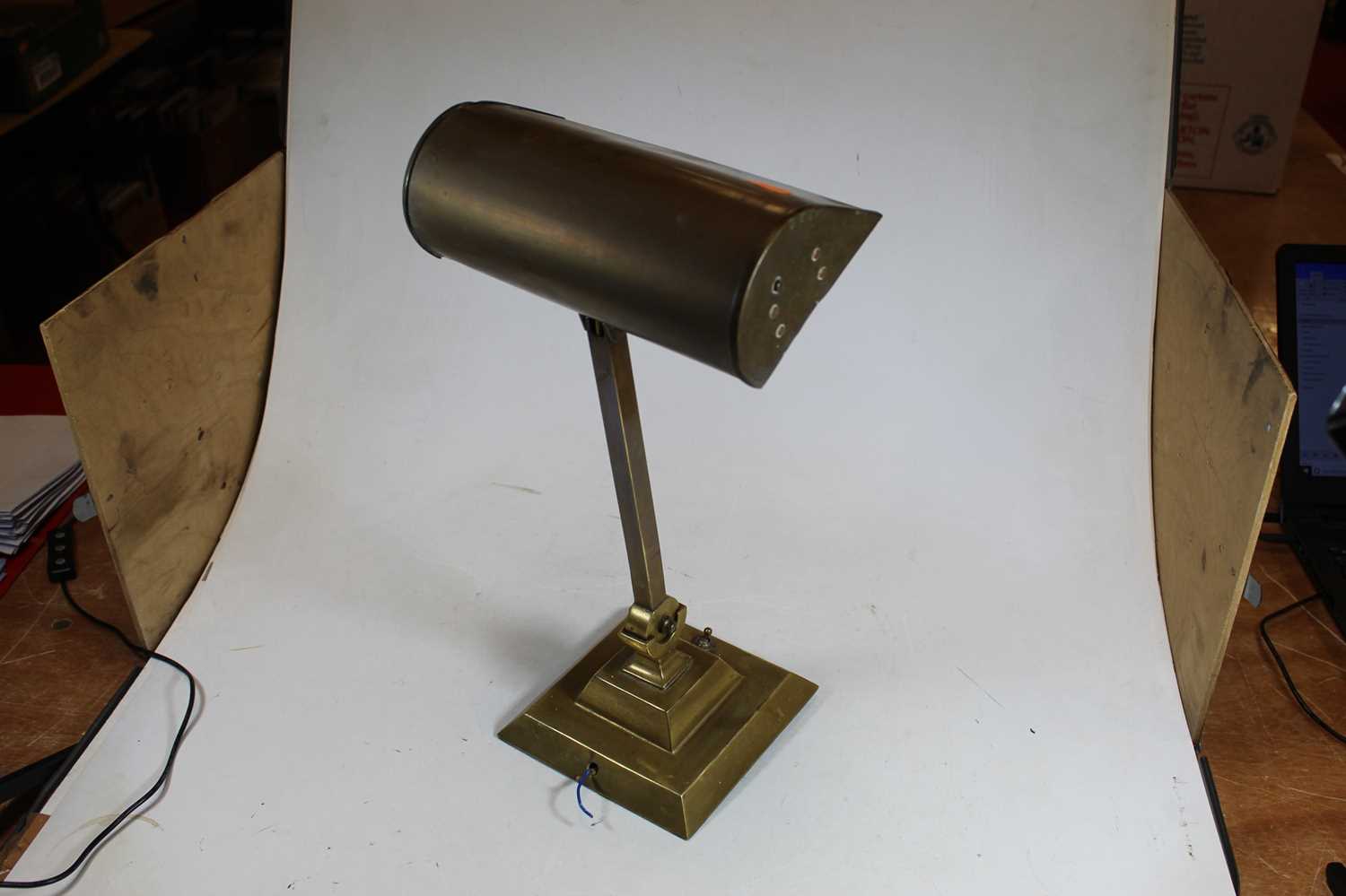 A 1930s American brass adjustable desk lamp, height 44cmCondition report: Adjusts and holds firm. - Image 2 of 6