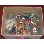 A large collection of assorted plastic figures to include various animal and soldiers etc