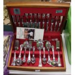 An Arthur Price walnut cased canteen of silver plated cutlery, in the Kings pattern, six-place