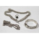A modern Continental silver rope twist necklace together with one other Continental silver necklace,