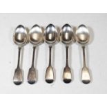 A set of five silver plated dessert spoons, in the Fiddle pattern, maker Edward & John Barnard (5)