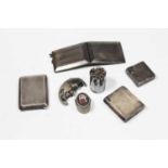 A small collection of miscellaneous items, to include a George V silver matchbook case, inscribed