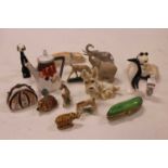 A small collection of miscellaneous ornaments to include Continental porcelain figure of a recumbent