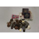 A collection of miscellaneous coins and banknotes, to include 10-shilling notes, South Africa 2-