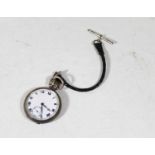 A gents silver cased open faced pocket watch by the Record Watch company having keyless movement and