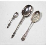 A late 17th century style white metal apostle spoon; together with a continental small white metal