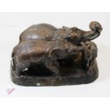 A 20th century bronze figure group of a family of elephants, signed Barrie to the base, 17cm high