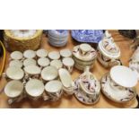 A 19th century Continental coffee/tea service, on a white ground painted with pink cabbage-roses and