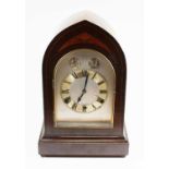An Edwardian and later mahogany cased 8-day bracket clock, with boxwood strung and inlaid lancet