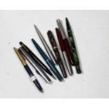 A collection of assorted fountain and ballpoint pens, to include Parker etc