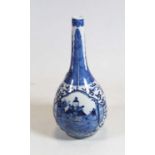 A Chinese export bottle vase, the opposing panels decorated with a figure within an interior