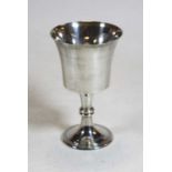 A 1970s silver goblet, of plain undecorated form, the shaped bowl on a knopped stem to a domed
