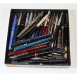 A collection of assorted fountain and ballpoint pens, to include Conway Stuart 106 and 150, Parker