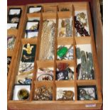 A box of miscellaneous mainly costume jewellery to include faux pearl necklaces, polished hard stone