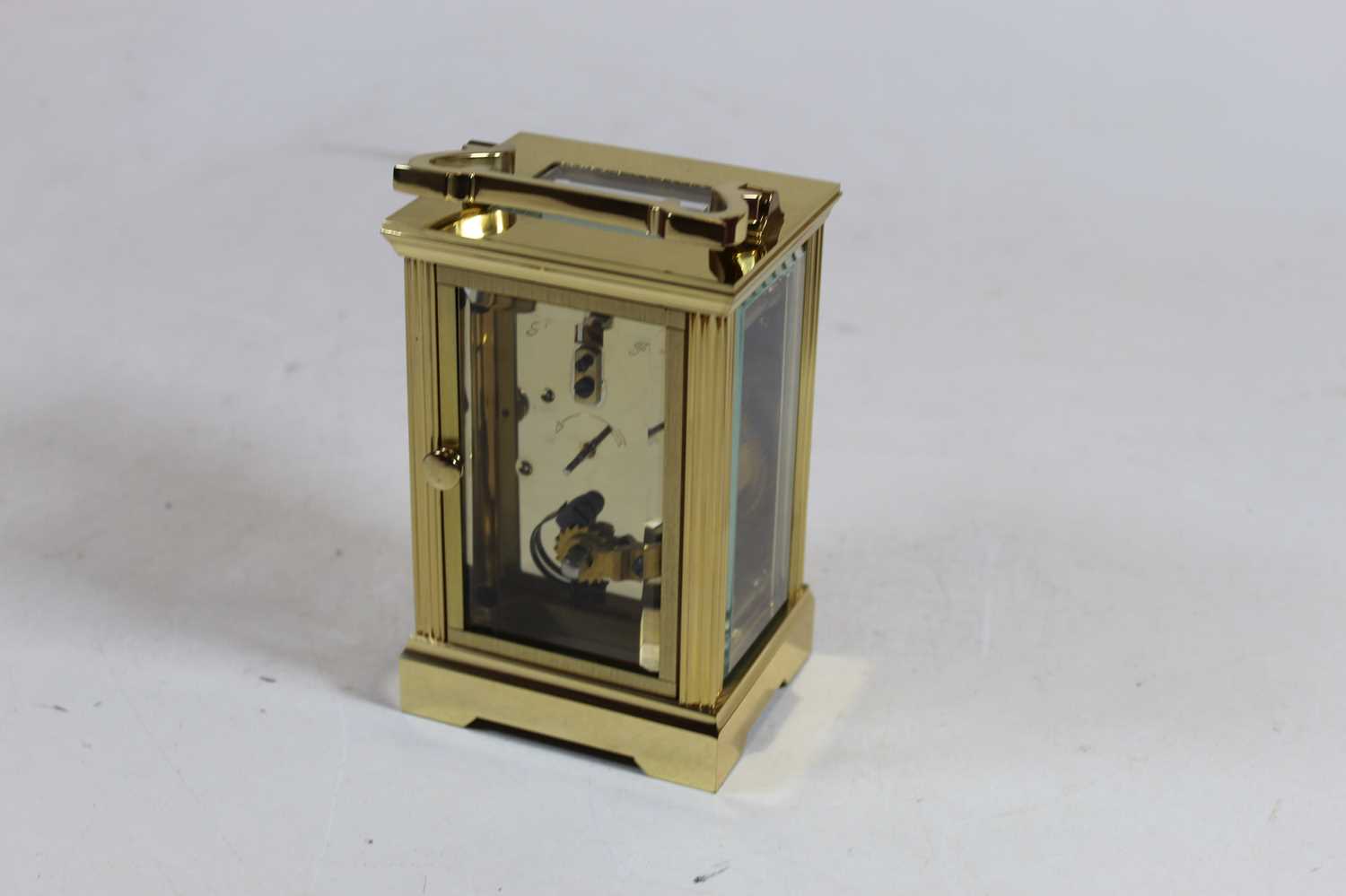 A 20th century Brooks Brothers lacquered brass cased carriage clock, the dial showing Roman - Image 2 of 3