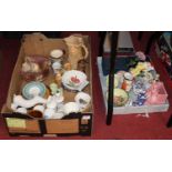 Two boxes of mixed ceramics to include; Wedgwood coffee wares, Lomonosov, Delft windmill etc