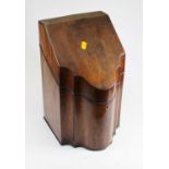 A George III mahogany knifebox, later converted into a stationery box, with serpentine front and