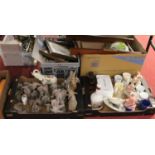 Four boxes containing a collection of various glassware, ceramics and ornaments, to include three