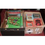 Two boxes of childrens toys and games, to include Godfrey Evans Games Ltd Internation Rugger and