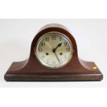 An early 20th century mahogany 8 day mantel clock, the silvered dial showing Arabic numerals, H25cm