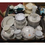 Two boxes containing a collection of various ceramics to include a China Pearl, Josephine pattern