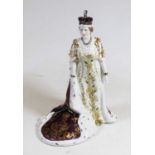 A Royal Worcester porcelain figure of Queen Elizabeth the Queen Mother in her Coronation robes, sold