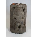 A Peruvian style carved stone figure in the form of an Inca, h.37cm