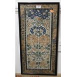 An early 20th century Chinese floral silkwork framed panel, 55 x 26.5cm