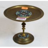 A small brass and cloisonne enamelled tazza, h.11cm