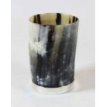 A modern silver mounted horn beaker, height 12cm