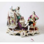 An early 20th century Dresden porcelain figure group, modelled as noble courtiers in a fine